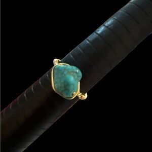 HANDMADE | GOLD WIRE TURQUOISE STONE RING SZ 9.5